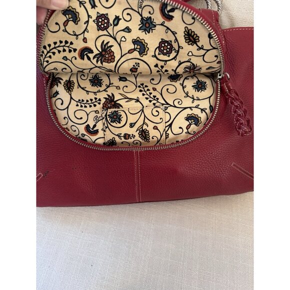 Brighton Red Pebbled Leather Shoulder Tote Bag Rare Retired EUC - Picture 4 of 16